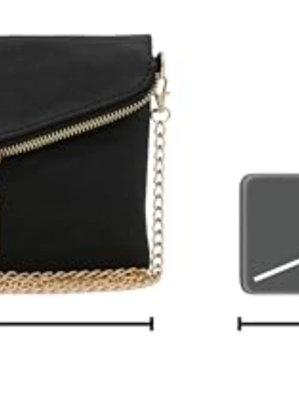Faux Leather Envelope Wristlet Clutch Crossbody Bag with Chain Strap